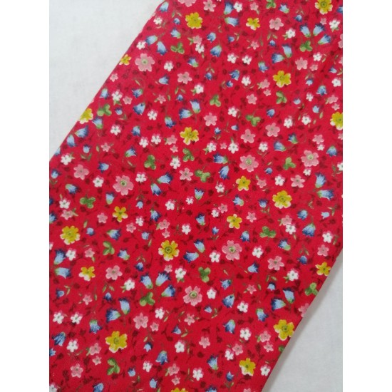 Poplin Kumaş Kırmızı Çiçek Desen 50*140 cm