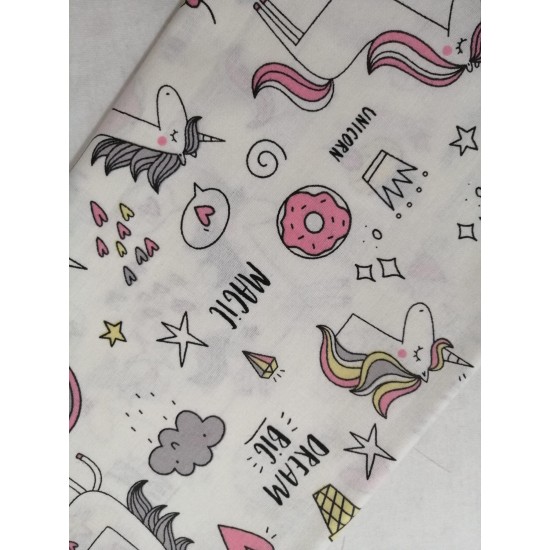 Poplin Kumaş Donut Unicorn Desen